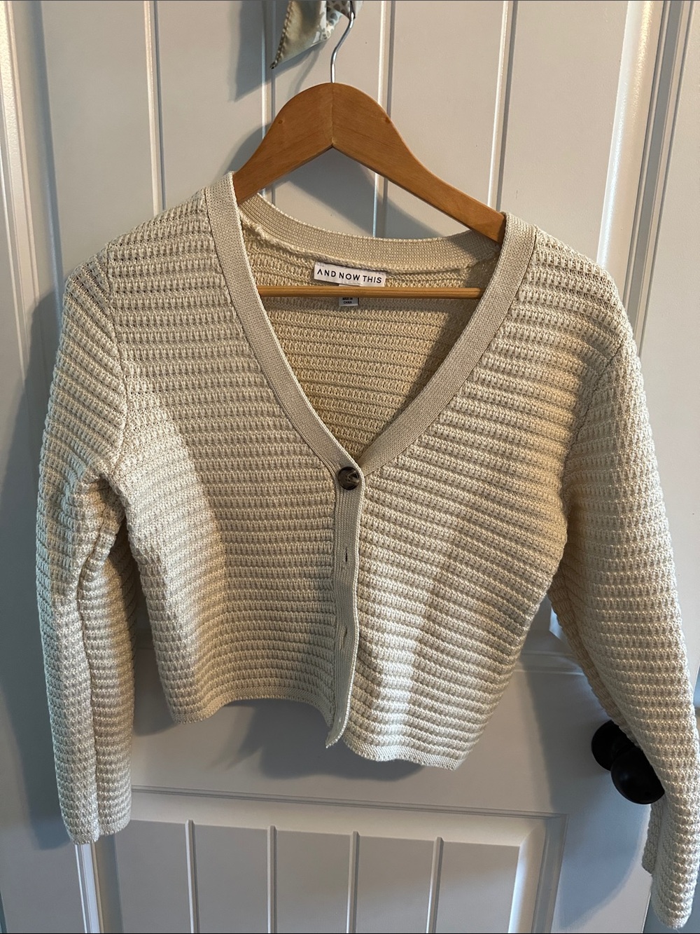And Now This Cream V-Neck Cropped Cardigan Sweater